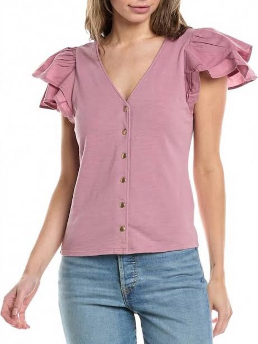 Nation LTD Dusty Rose Maria Femme Snap Tee MK1319